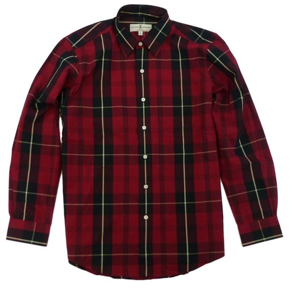Fairway & Greene Medium Red Tartan Plaid Button Front Huron Poplin Shirt - Picture 1 of 2